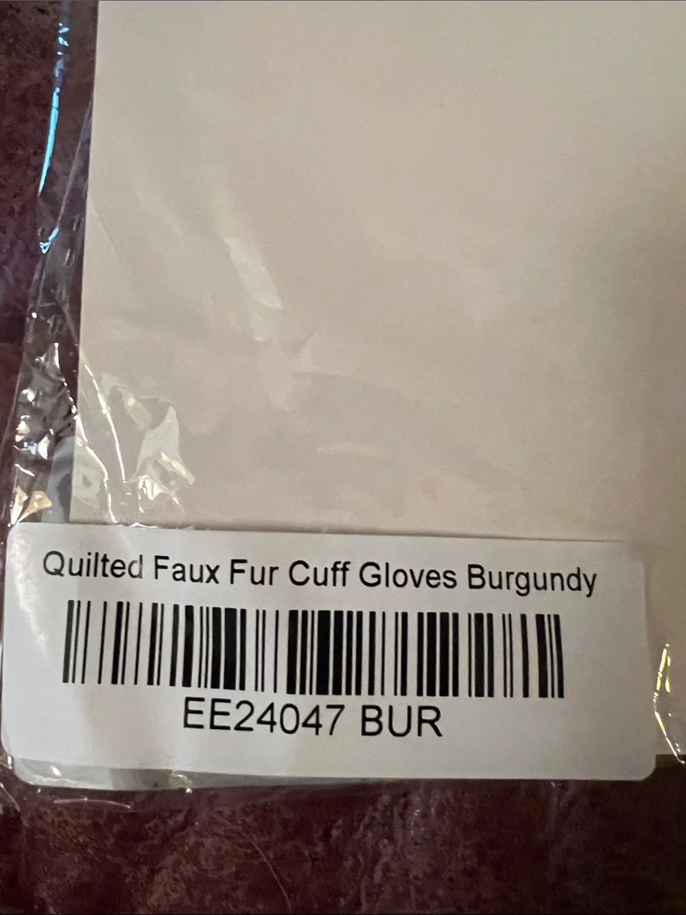 Quilted Vegan Leather Women’s Burgundy Gloves with Faux Fur Cuffs NEW WITH TAGS